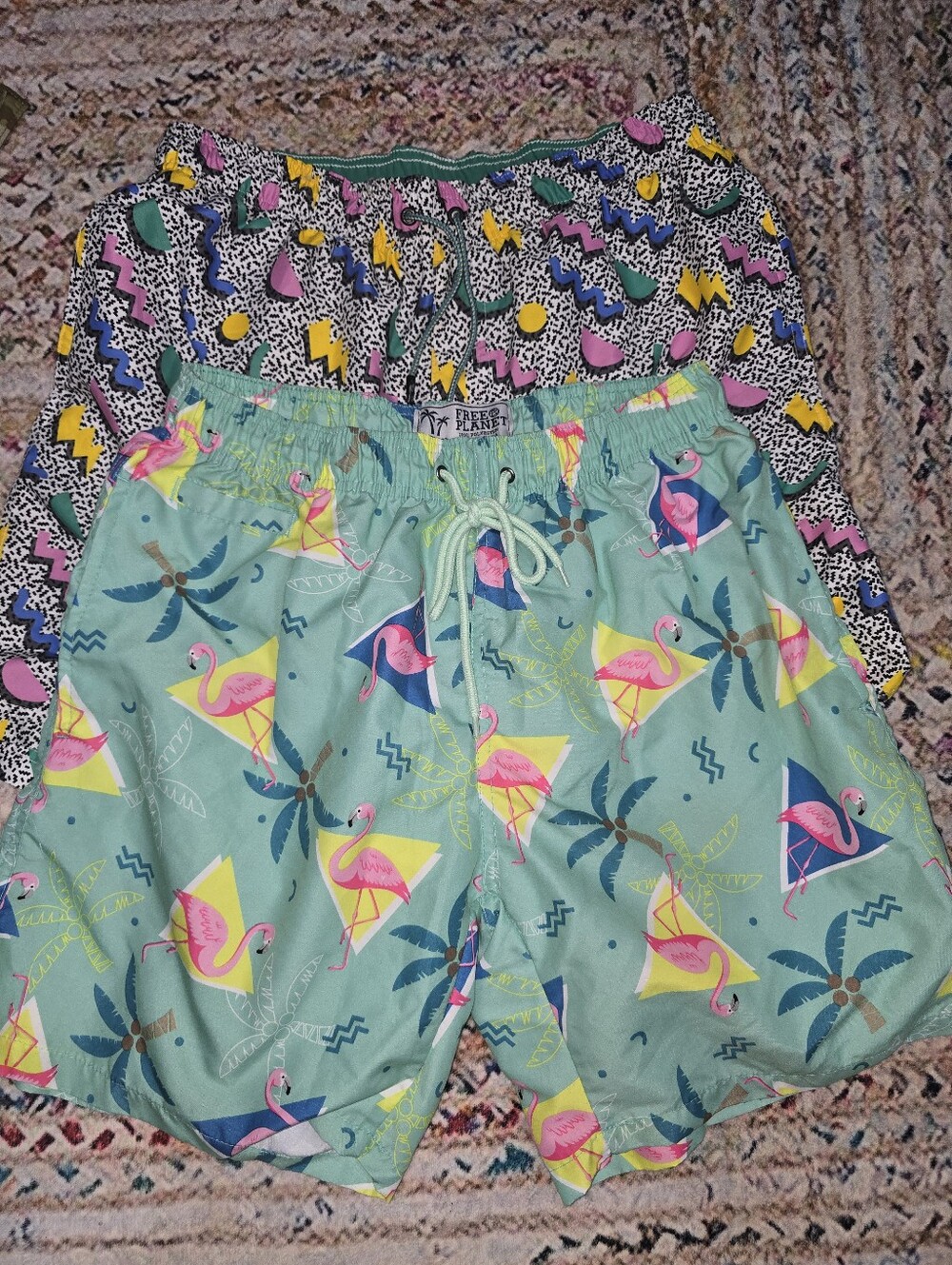 Mens Swimmer Bundle Free Planet & Broken Threads Retro Print Swim Shorts